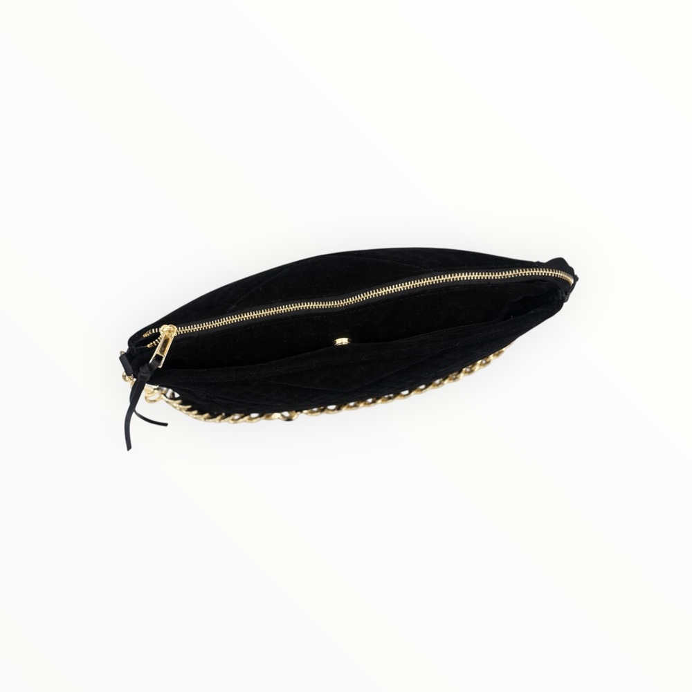 Chic Velvet Black Chain Shoulder Bag - Picture 7 of 8